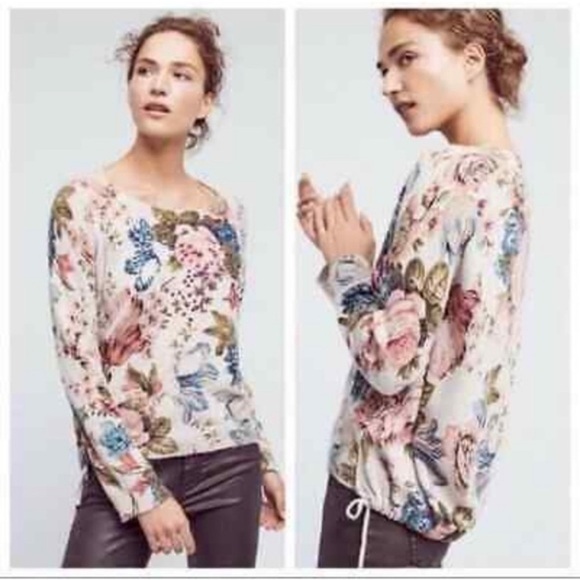Anthropologie Sweaters - ANTHRO ANGEL OF THE NORTH Winter bouquet lambs wool pastel floral woman sweater